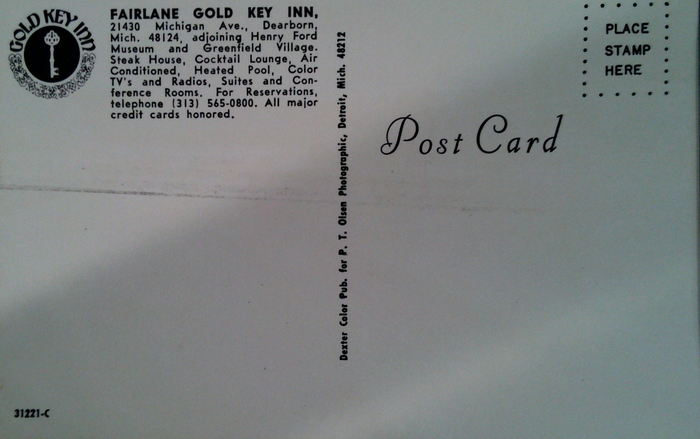 Fairlane Inn - Old Postcard